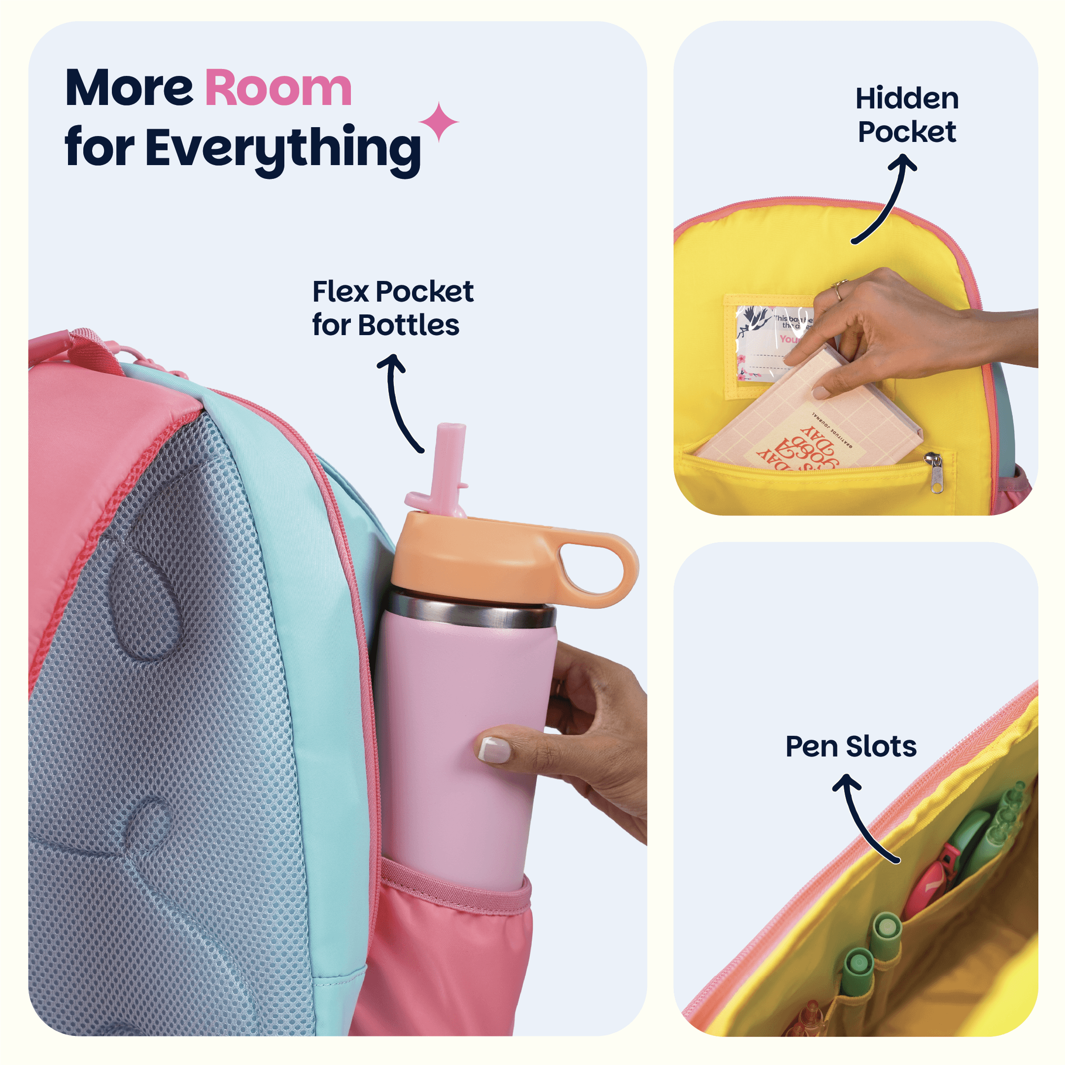School backpack for Grades 1 to 5 with 4 spacious compartments - Sakura Bloom