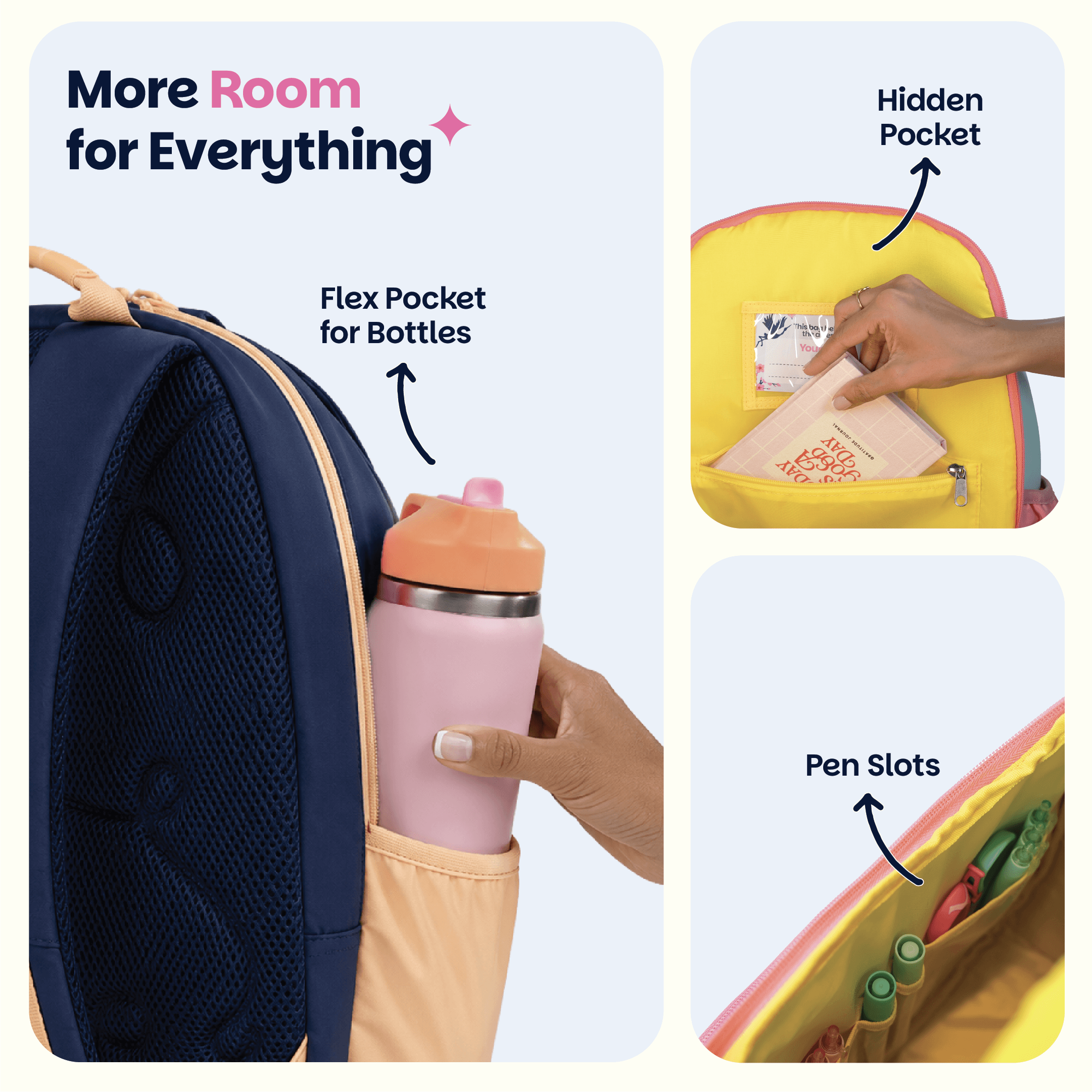 School backpack for Grades 1 to 5 with 4 spacious compartments - Midnight Sora