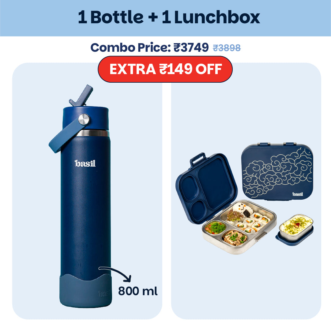 School Combo- Set of Water Bottle and Lunch Box Sora