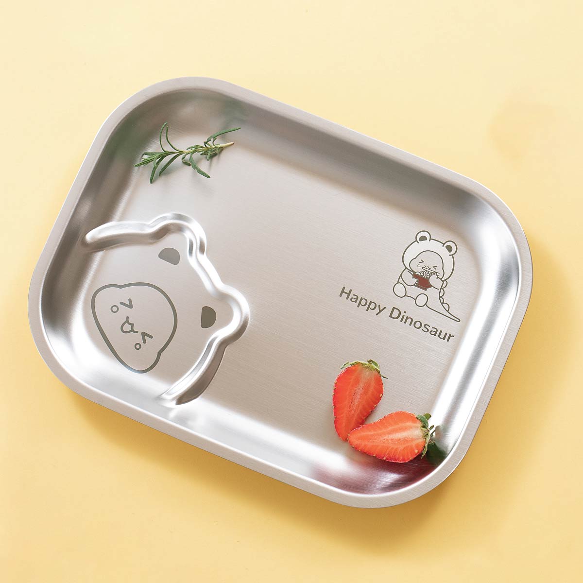 🎁 Stainless steel Funky Snack Plate - Dino - No Personalisation