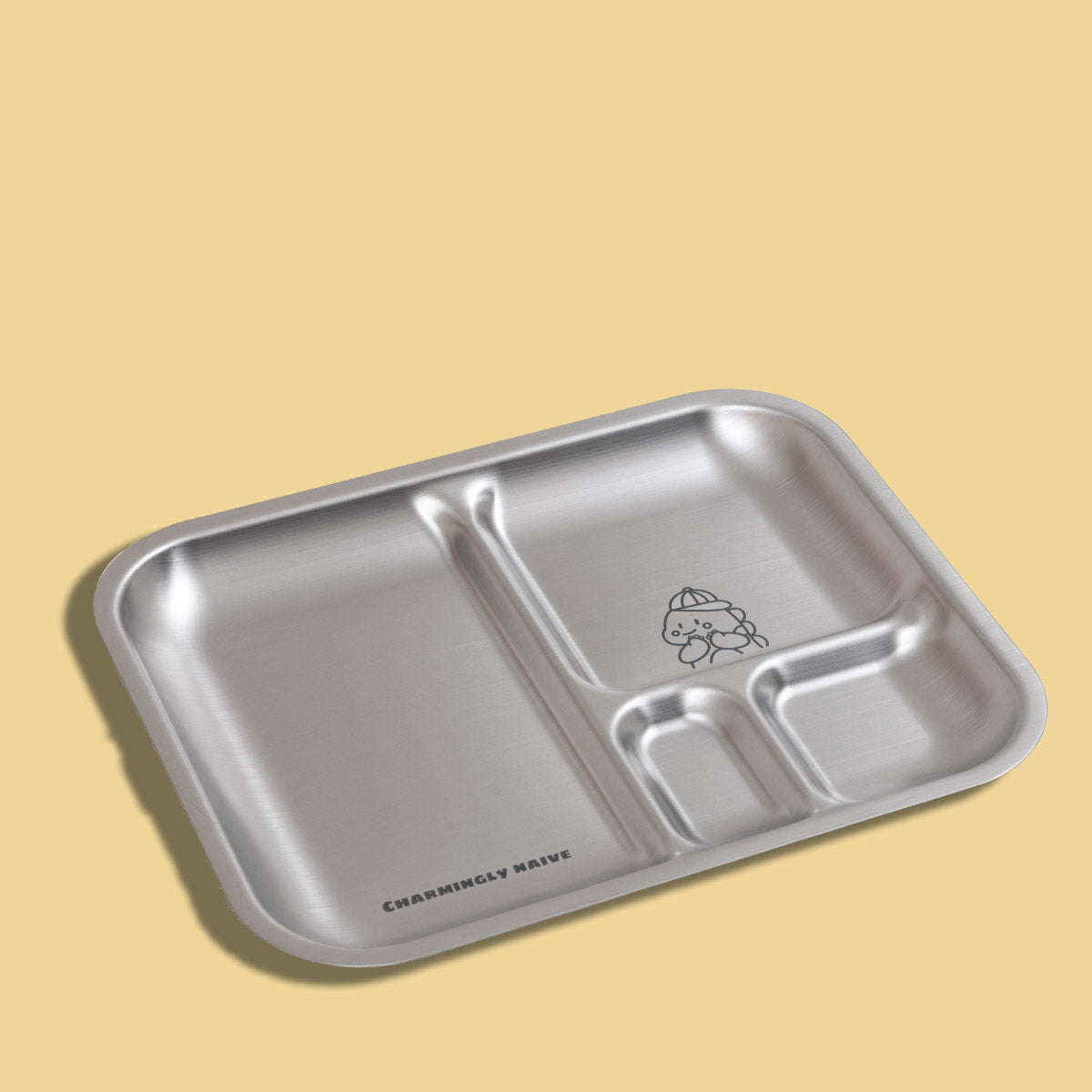 4 Compartment Stainless steel Bento Plate - Dino