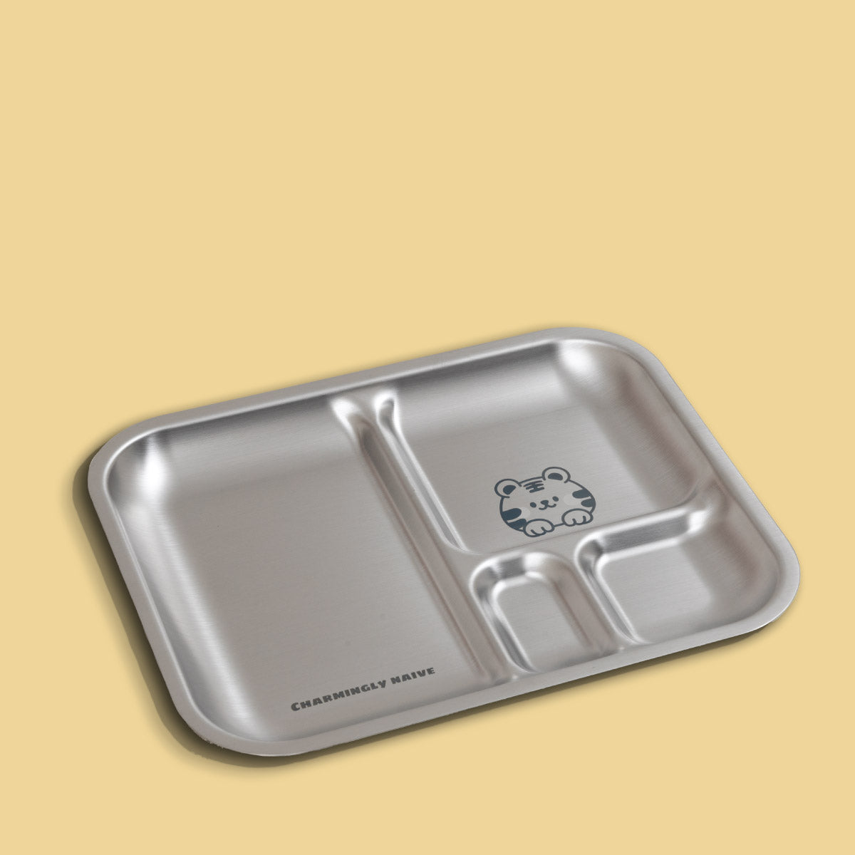 4 Compartment Stainless steel Bento Plate - Tiger