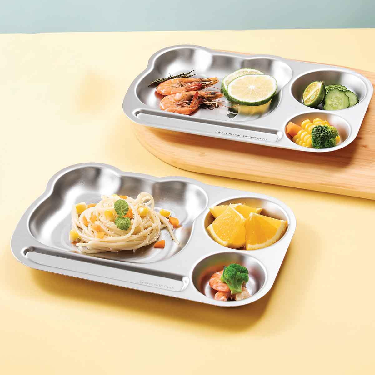 3 Compartment Stainless steel Dinner Plate - Bear