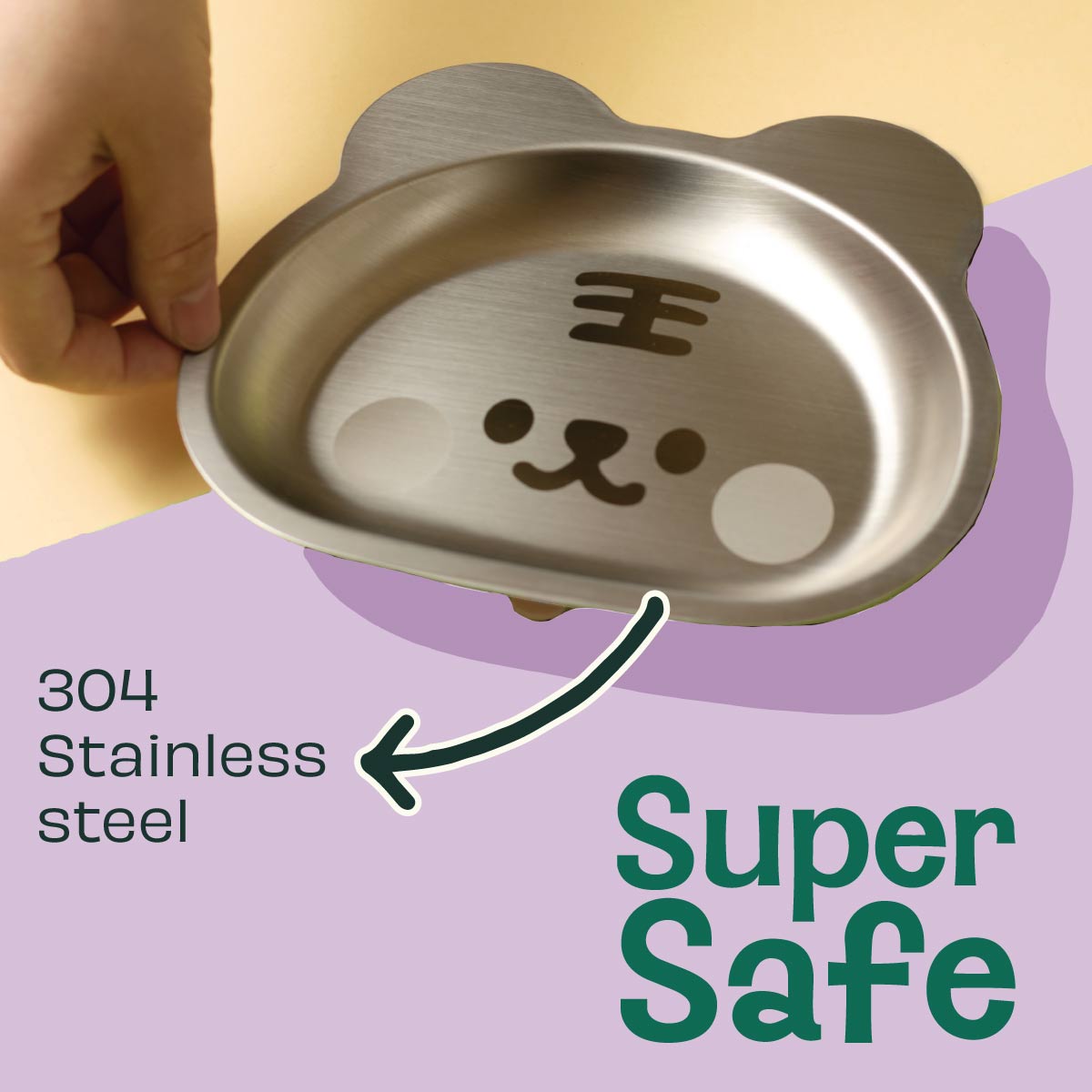 Stainless Steel Plate with Silicone suction - Tiger