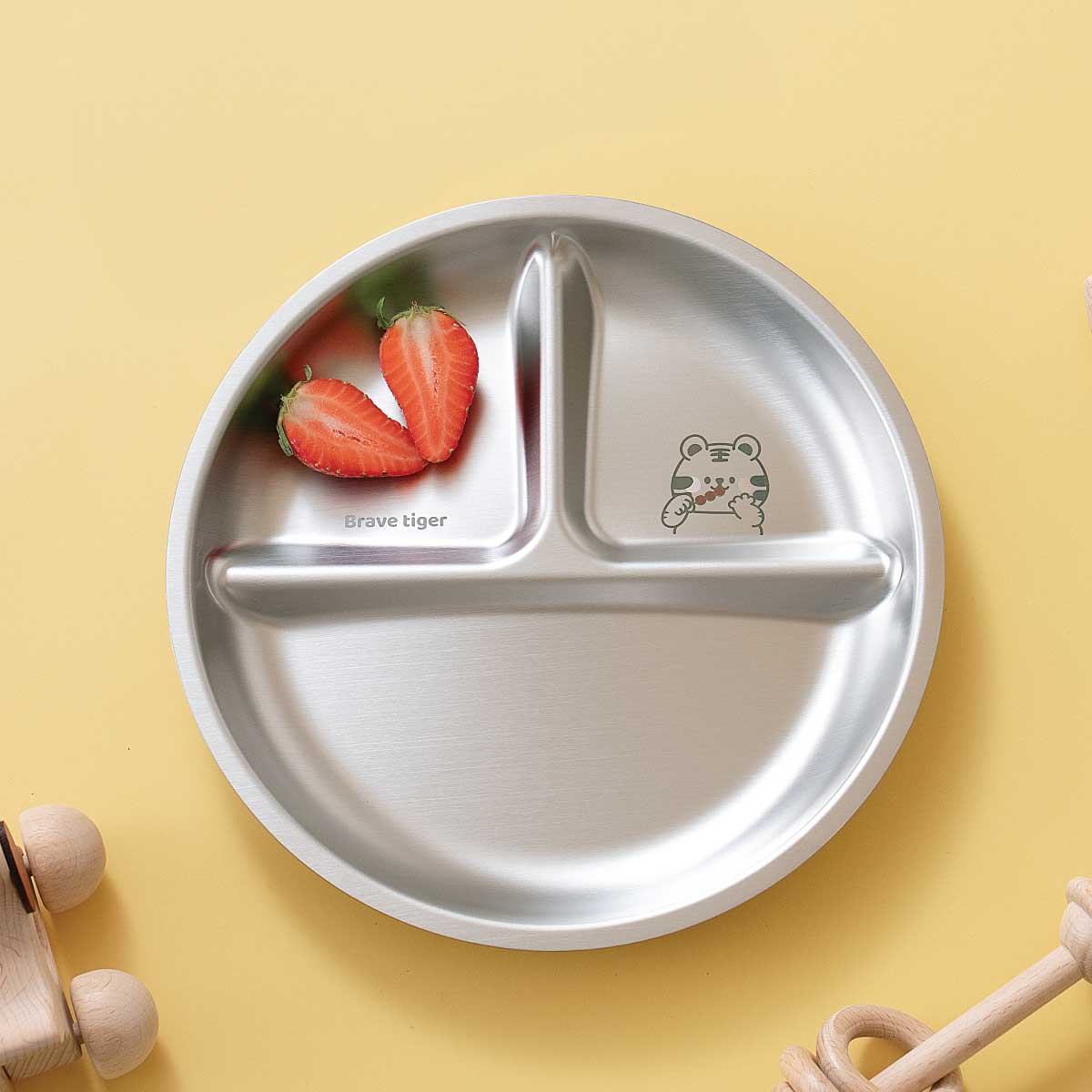 🎁 3 Compartment Stainless steel Wheel Plate - Tiger - No Personalisation