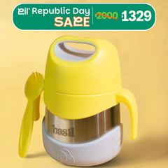 Insulated Jar with Carry handle & Spork - Lemon