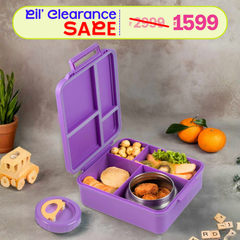 4 Compartment Lunchbox with Insulated jar - Purple [ NO RETURNS & NO WARRANTY ]