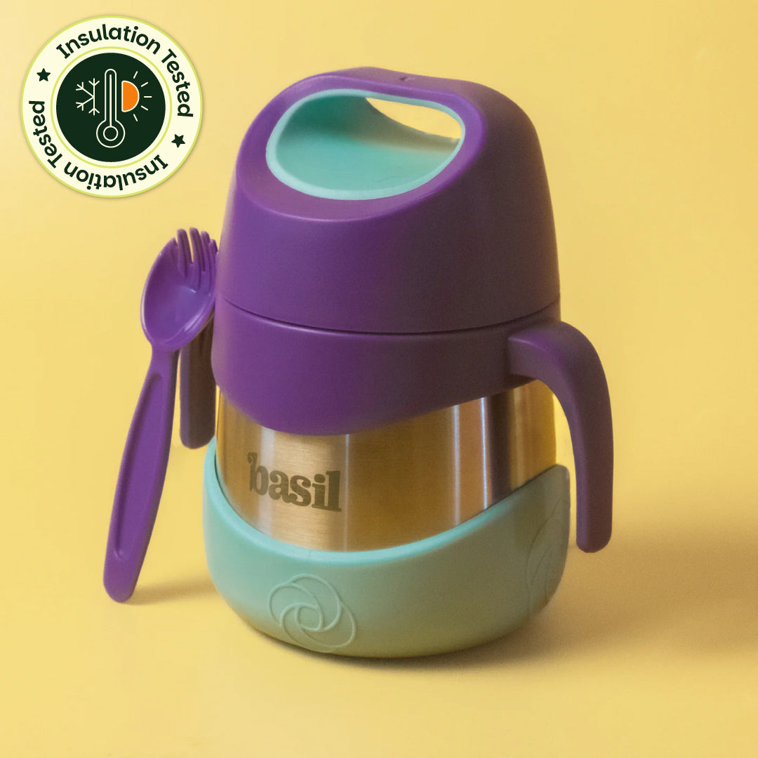 Insulated Food Jar with Carry handle & Spork - Grape