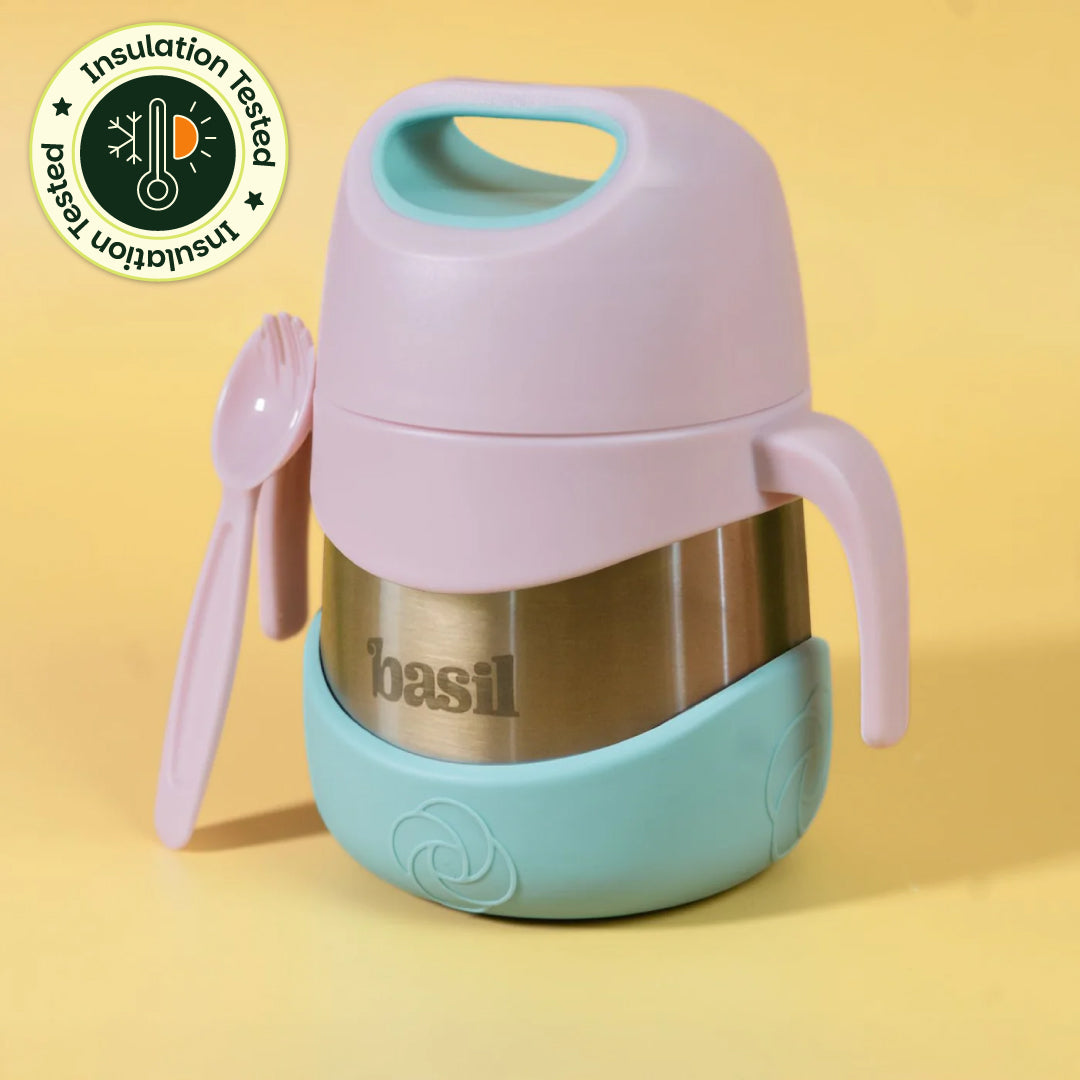 Insulated Food Jar with Carry handle & Spork - Guava
