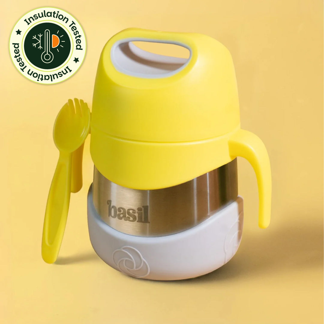 Insulated Food Jar with Carry handle & Spork - Lemon