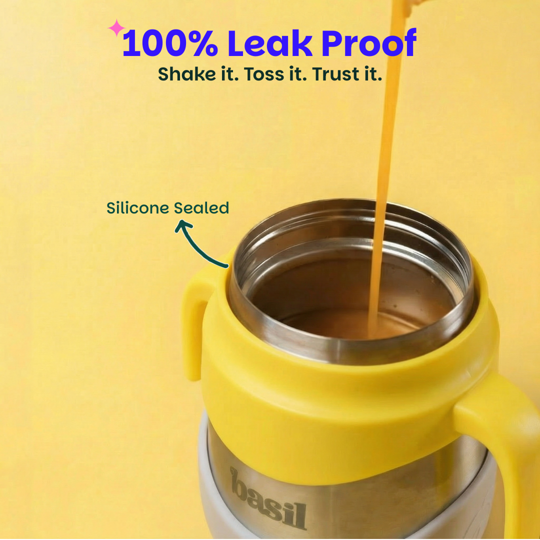 Insulated Food Jar with Carry handle & Spork - Lemon