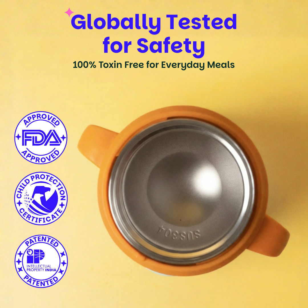 Insulated Food Jar with Carry handle & Spork - Peach