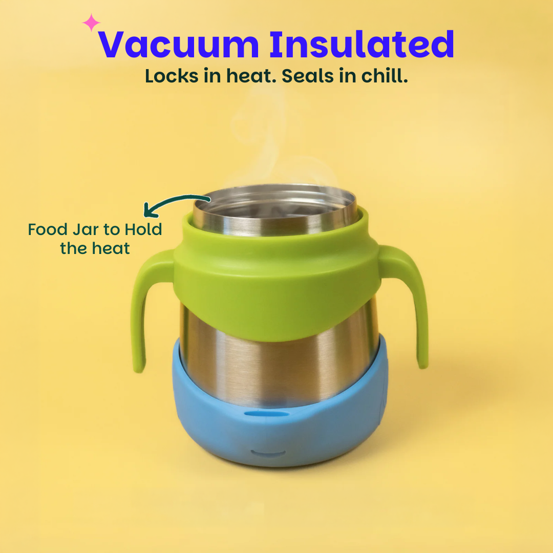 Insulated Food Jar with Carry handle & Spork - Blueberry