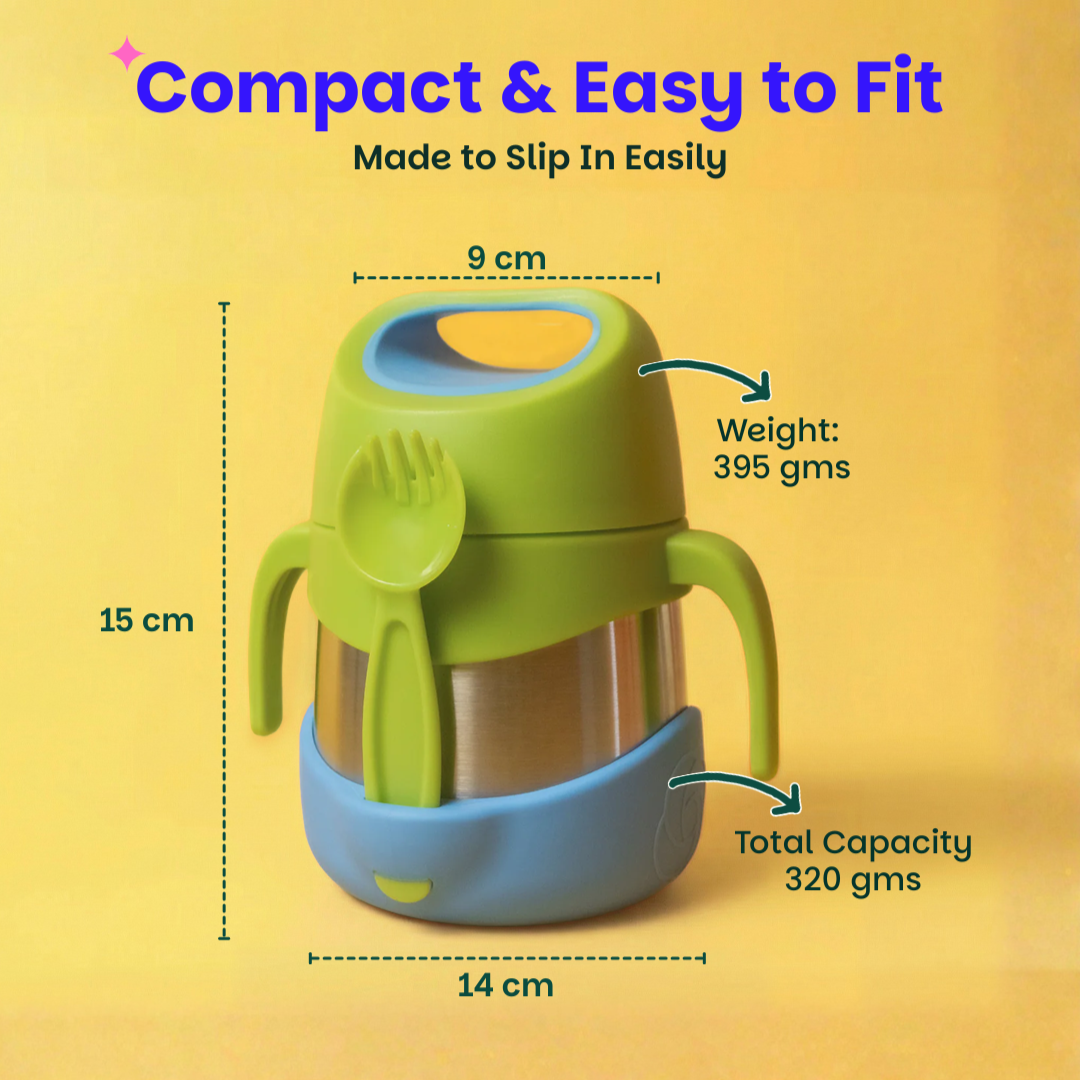 Insulated Food Jar with Carry handle & Spork - Blueberry