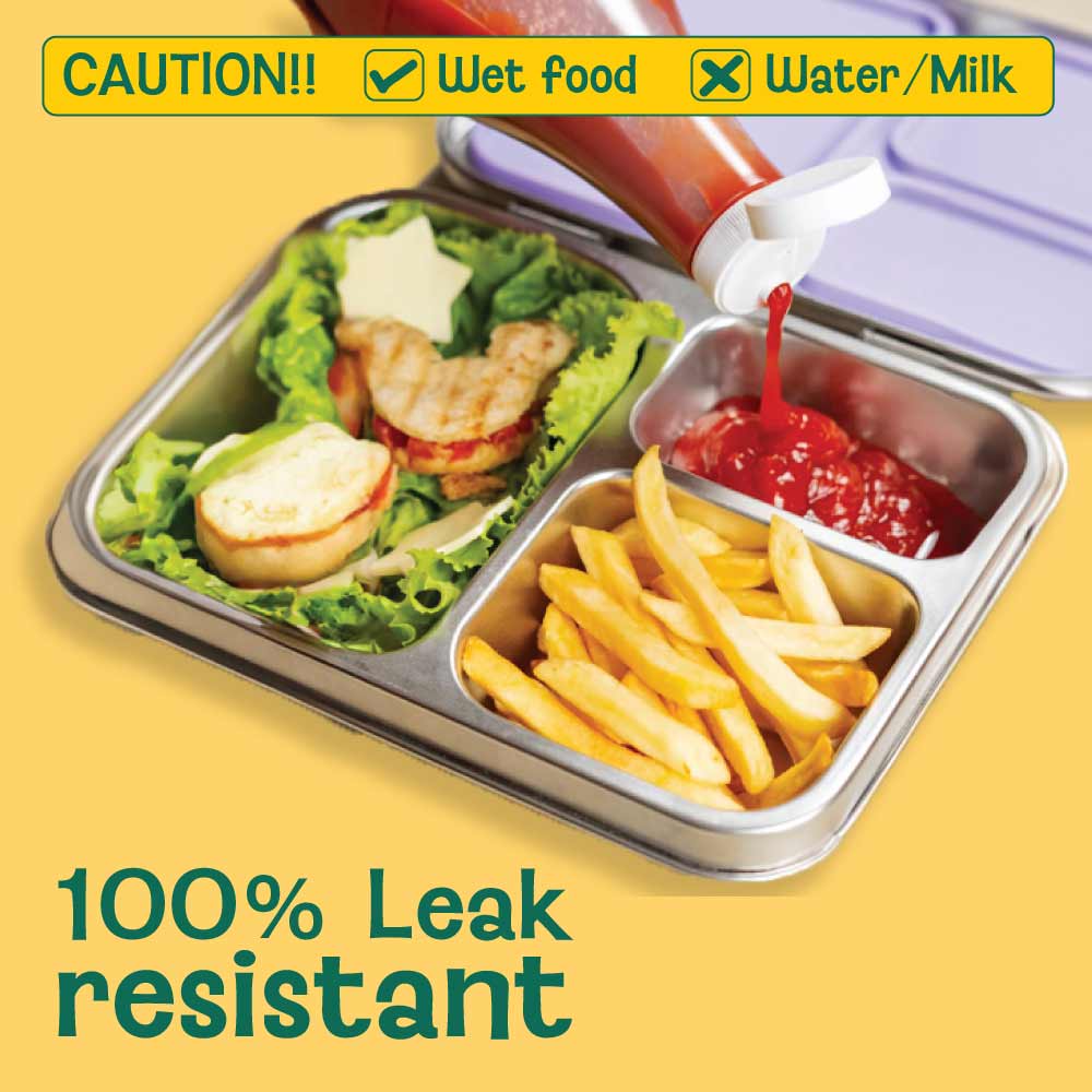 3 Compartment Stainless steel Bento box - Super Swoosh