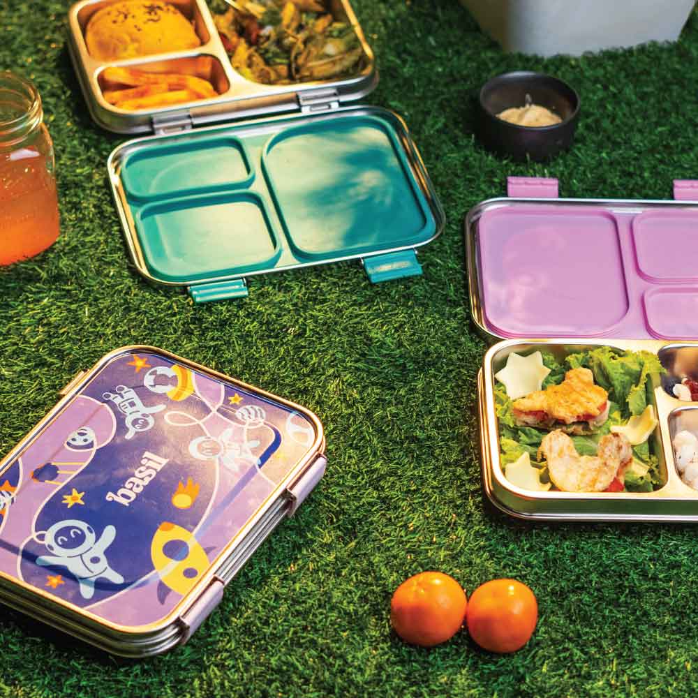 3 Compartment Stainless steel Bento box - Super Swoosh