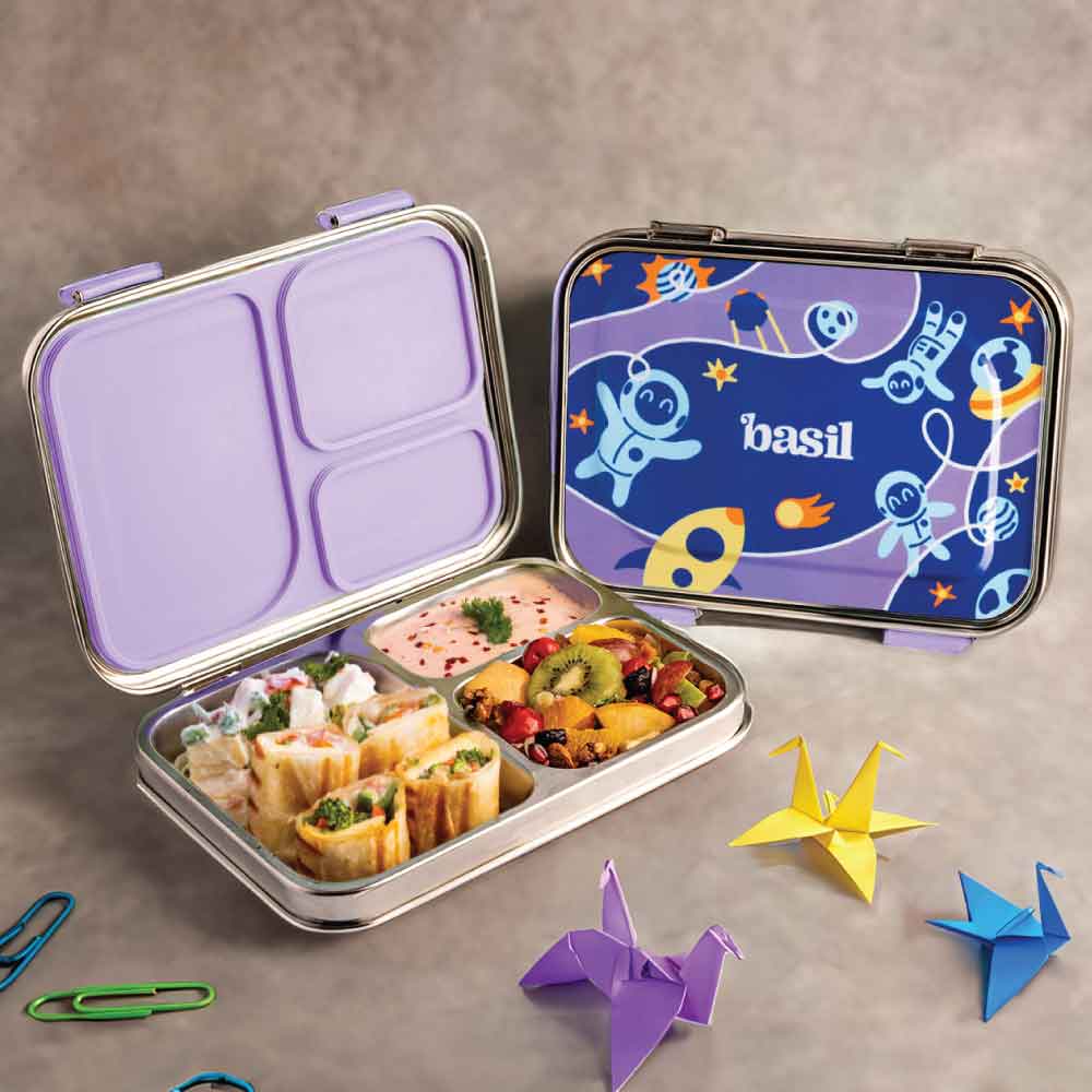 3 Compartment Stainless steel Bento box - Super Swoosh