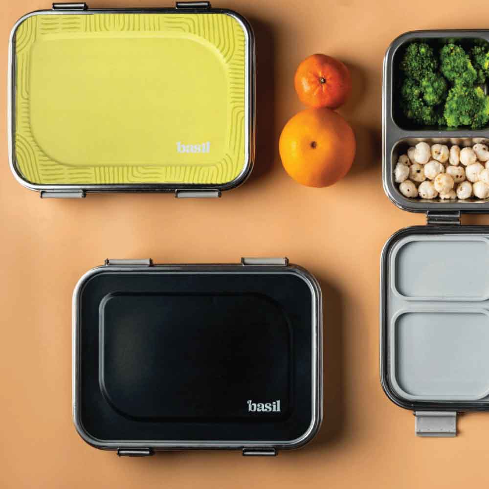 3 Compartment Stainless steel Bento box - Classic Black