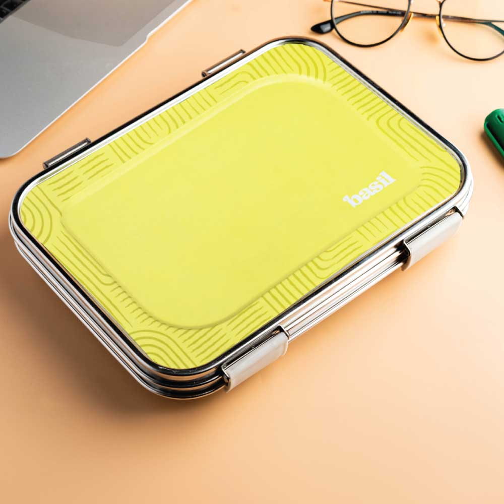 3 Compartment Stainless steel Bento box - Classic Savannah green