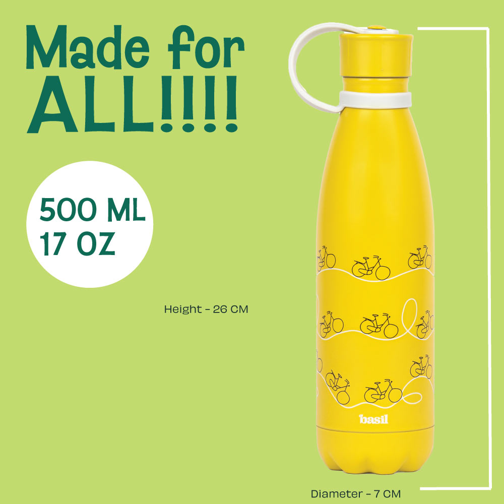 500 ml Insulated Stainless steel Bottle - Yellow Bicycle