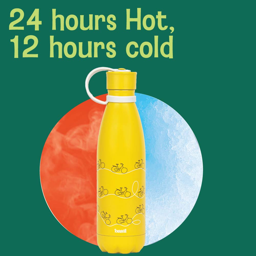 500 ml Insulated Stainless steel Bottle - Yellow Bicycle
