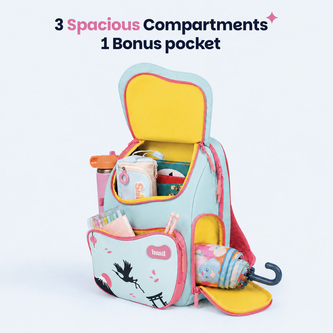 School backpack for Grades 1 to 5 with 4 spacious compartments - Sakura Bloom