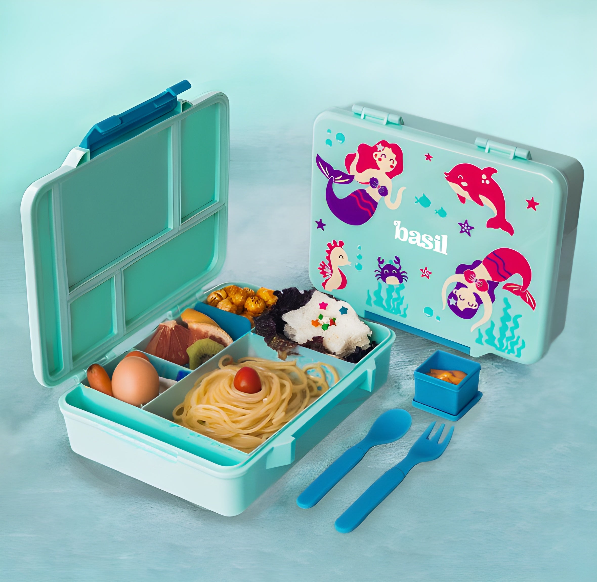 5 Compartment BPA Free Bento box - Aqua Mist
