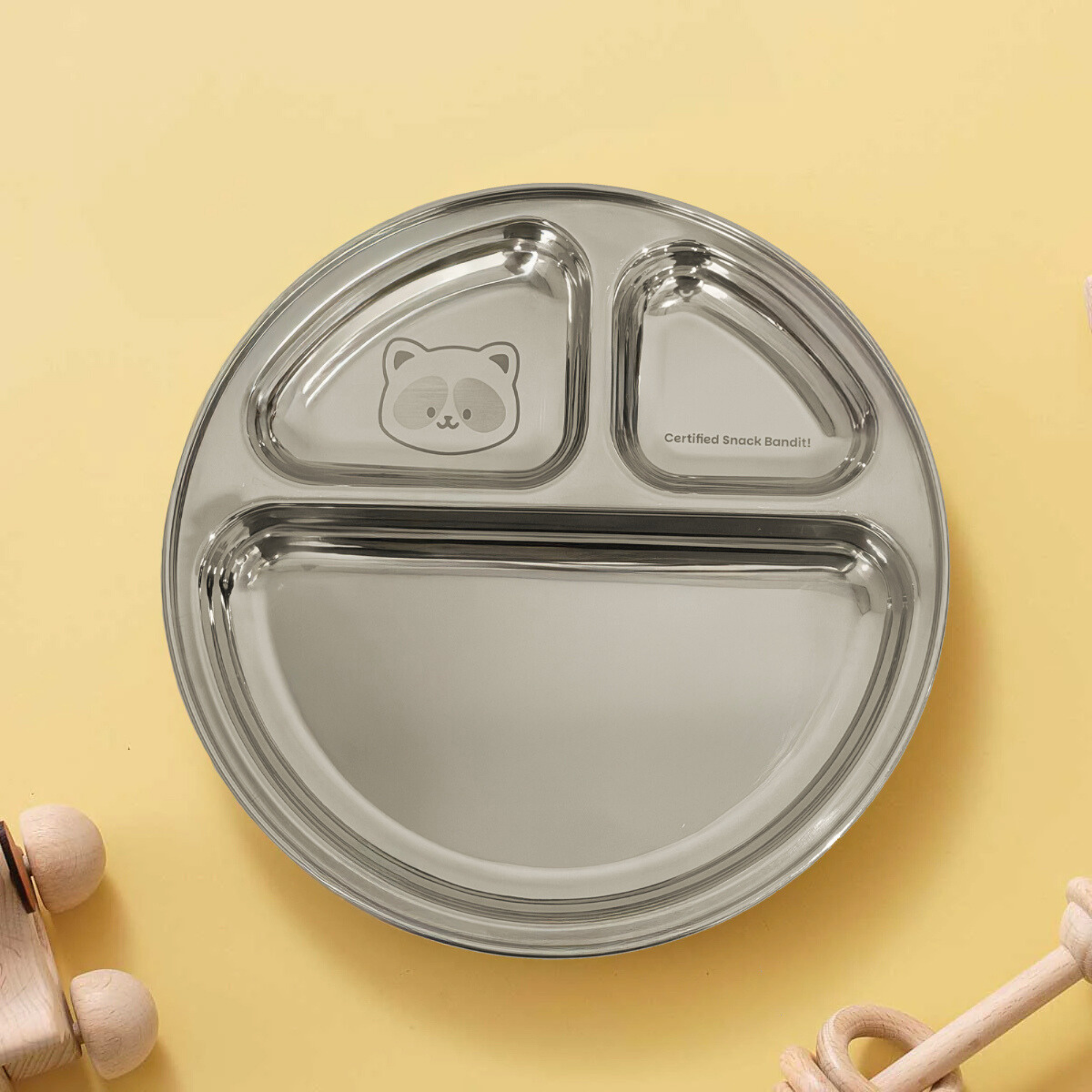 3 Compartment Stainless steel Wheel Plate - Rocky