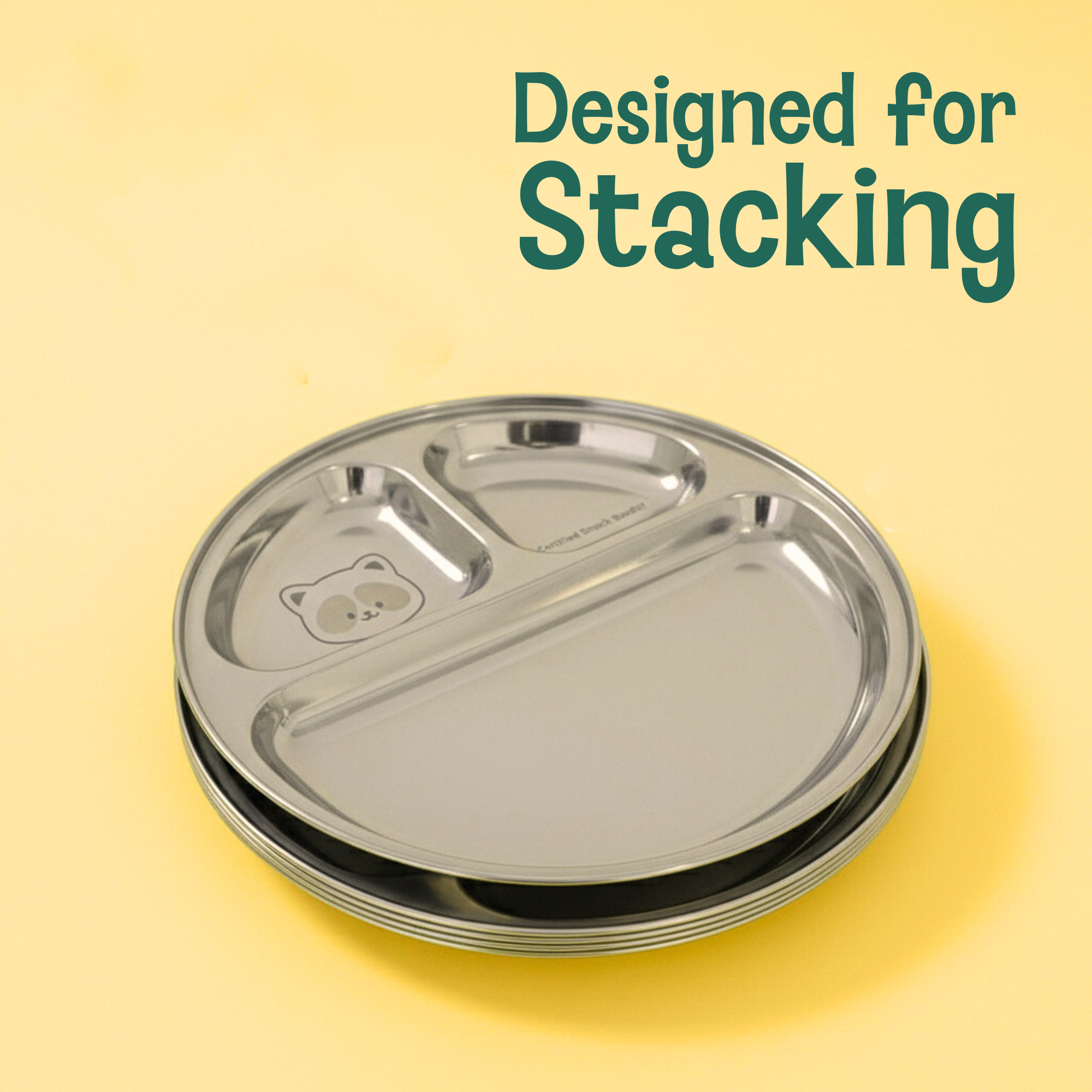 3 Compartment Stainless steel Wheel Plate - Rocky