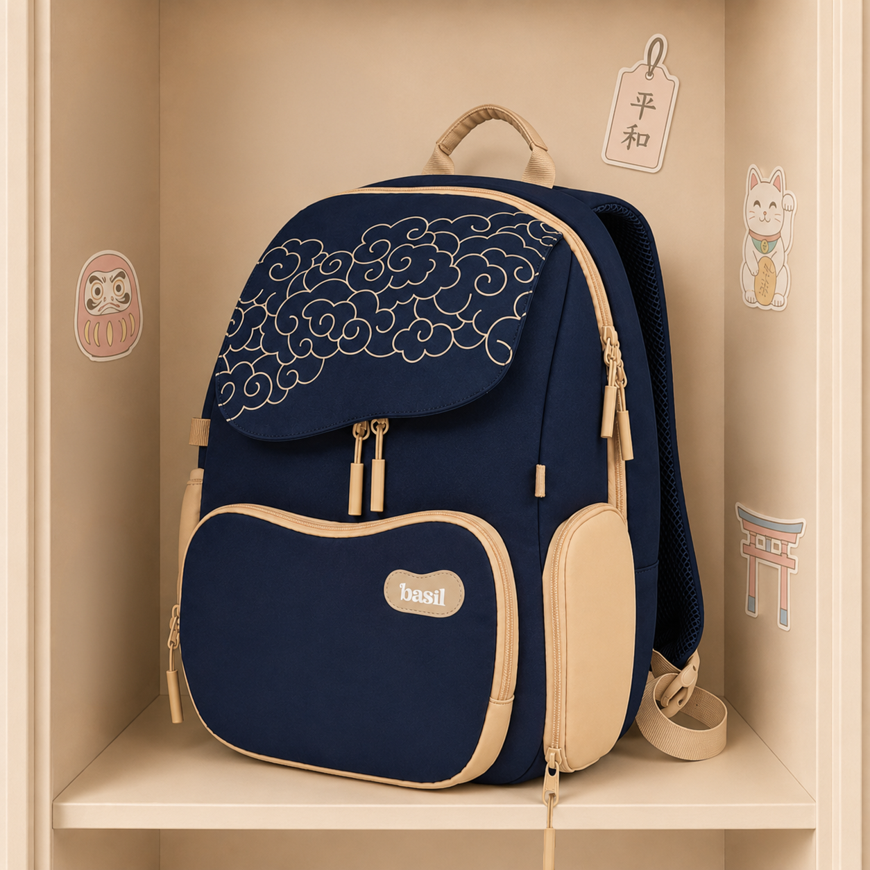 School backpack for Grades 1 to 5 with 4 spacious compartments - Midnight Sora