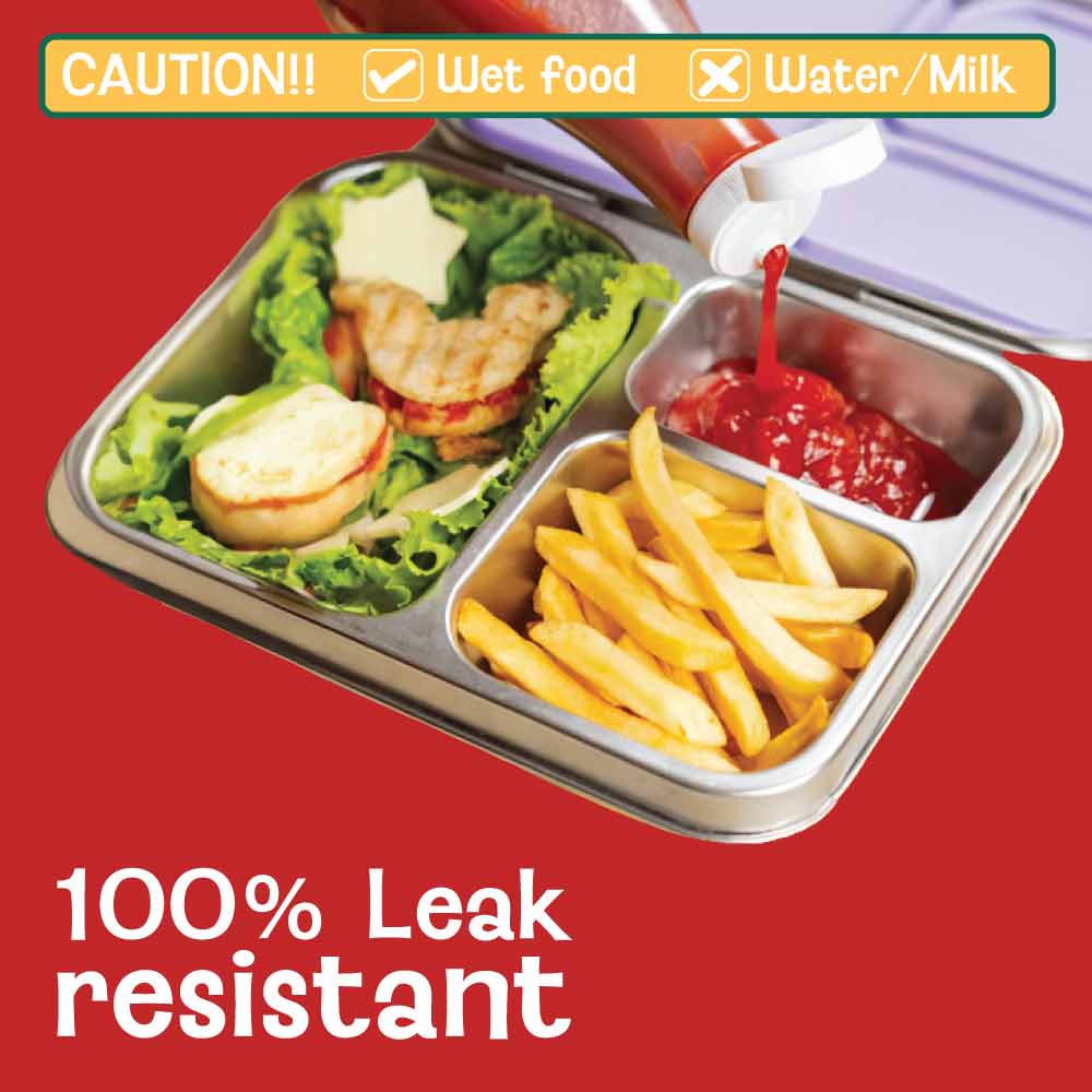 3 Compartment Stainless steel Lunchbox - Blue Christmas