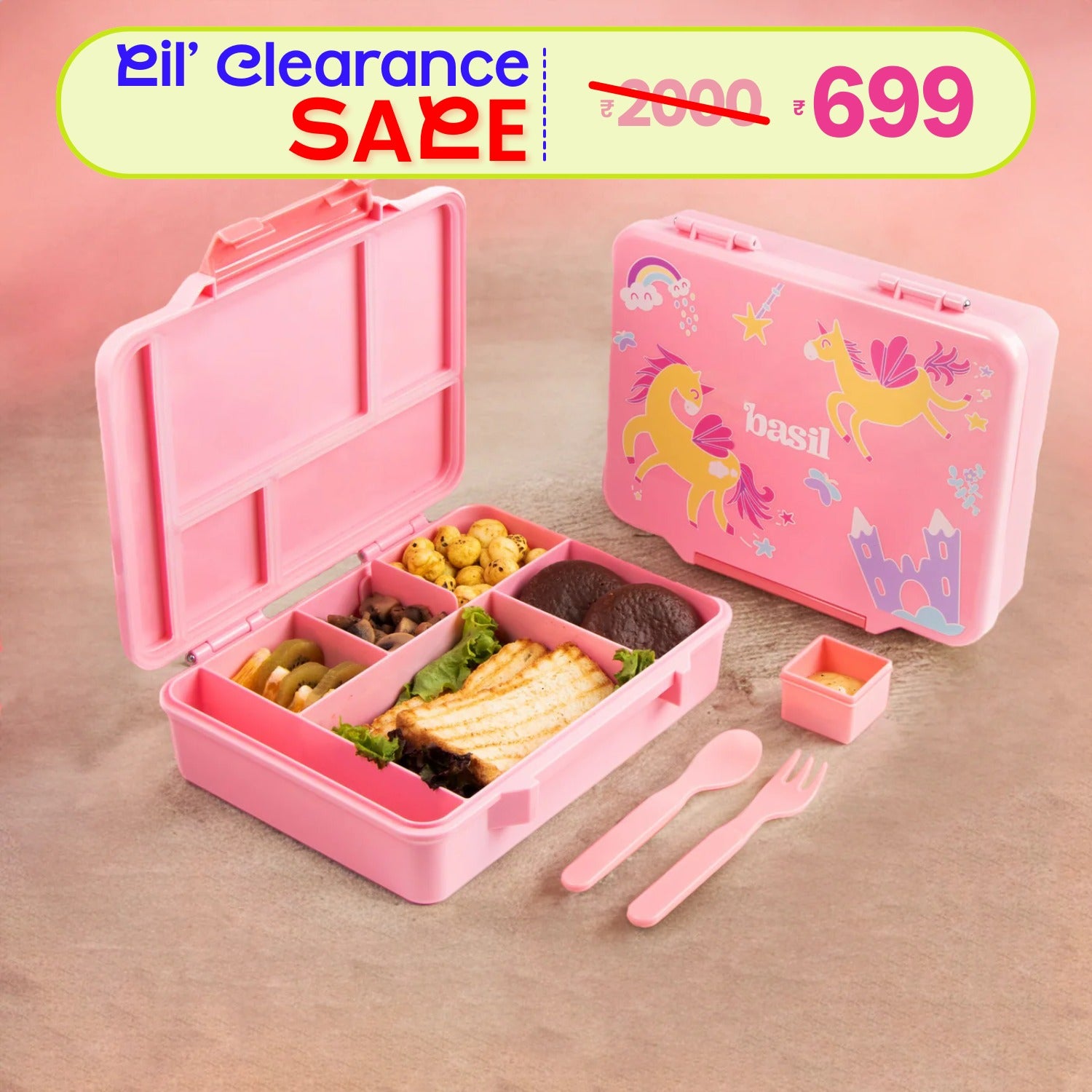 5 Compartment BPA Free Bento box - Pixie Dash [ NO RETURNS & NO WARRANTY ]