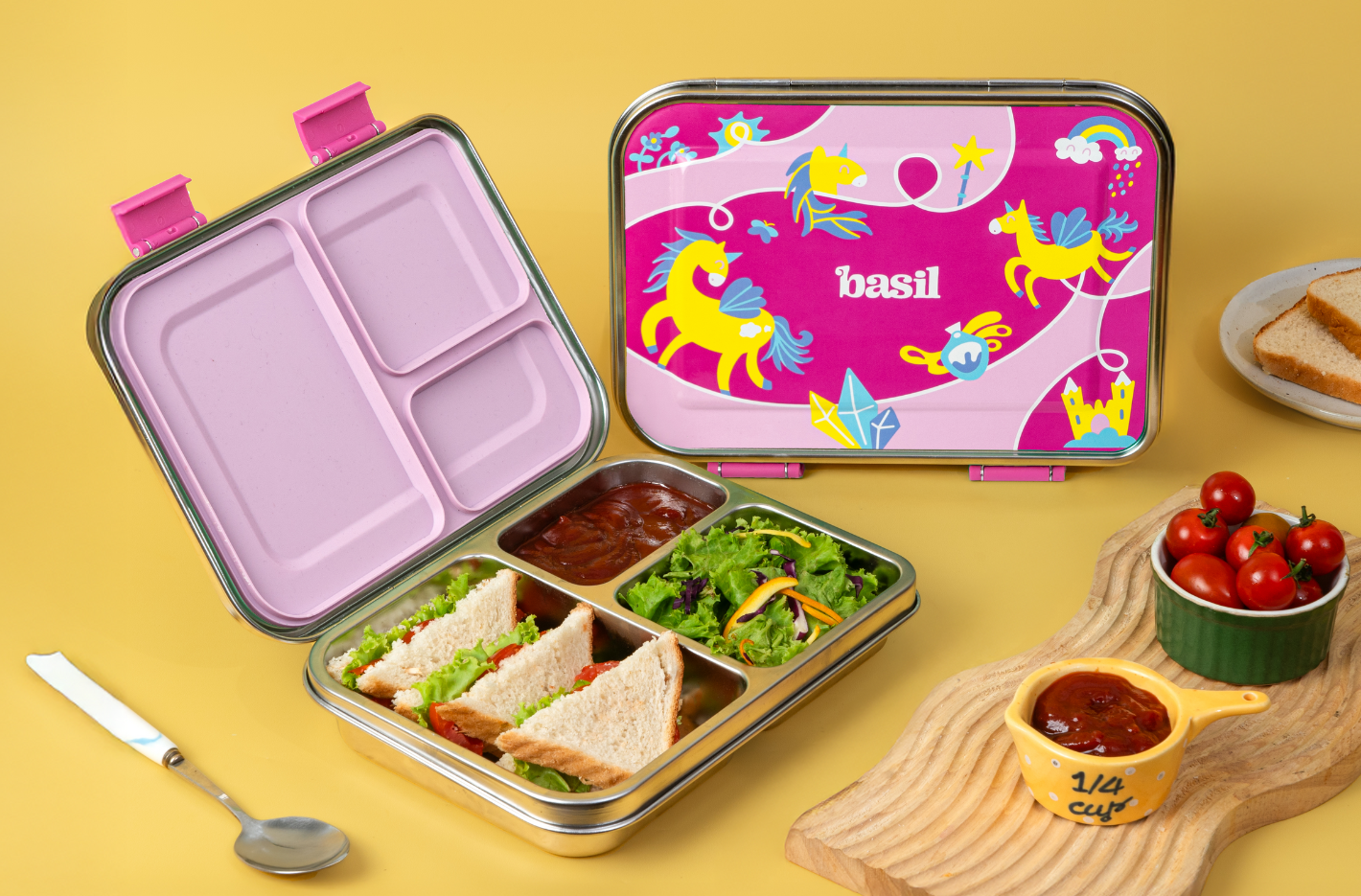 3 Compartment Stainless steel Bento box - Pixie Dash