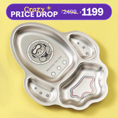 4 Compartment Stainless steel Rocket Plate - Bear