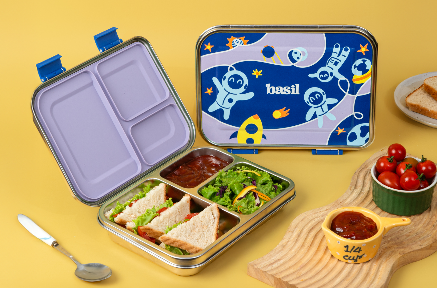3 Compartment Stainless steel Bento box - Super Swoosh