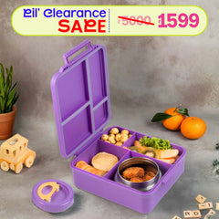 4 Compartment Lunchbox with Insulated jar - Purple [ NO RETURNS & NO WARRANTY ]