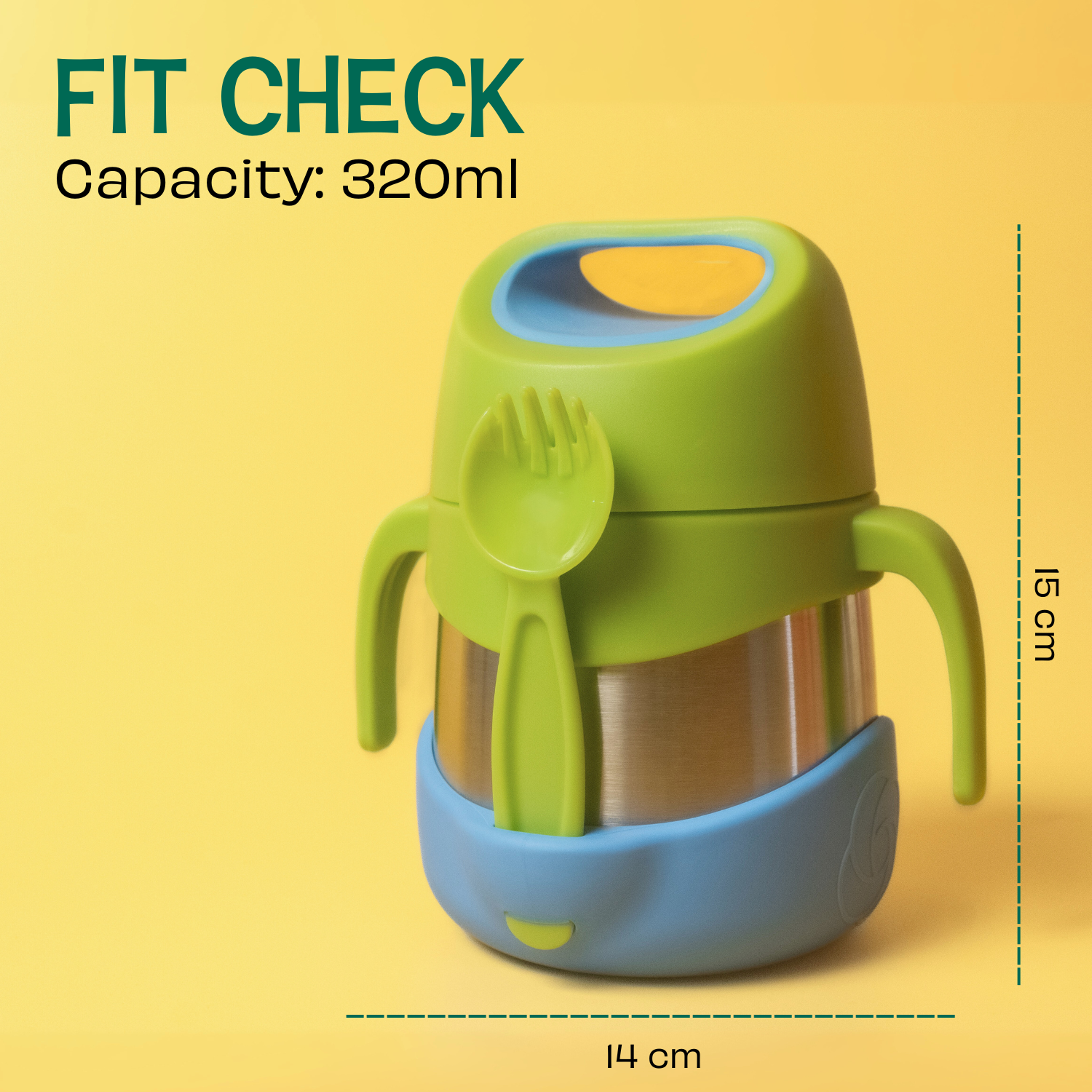 Insulated Jar with Carry handle & Spork - Lemon