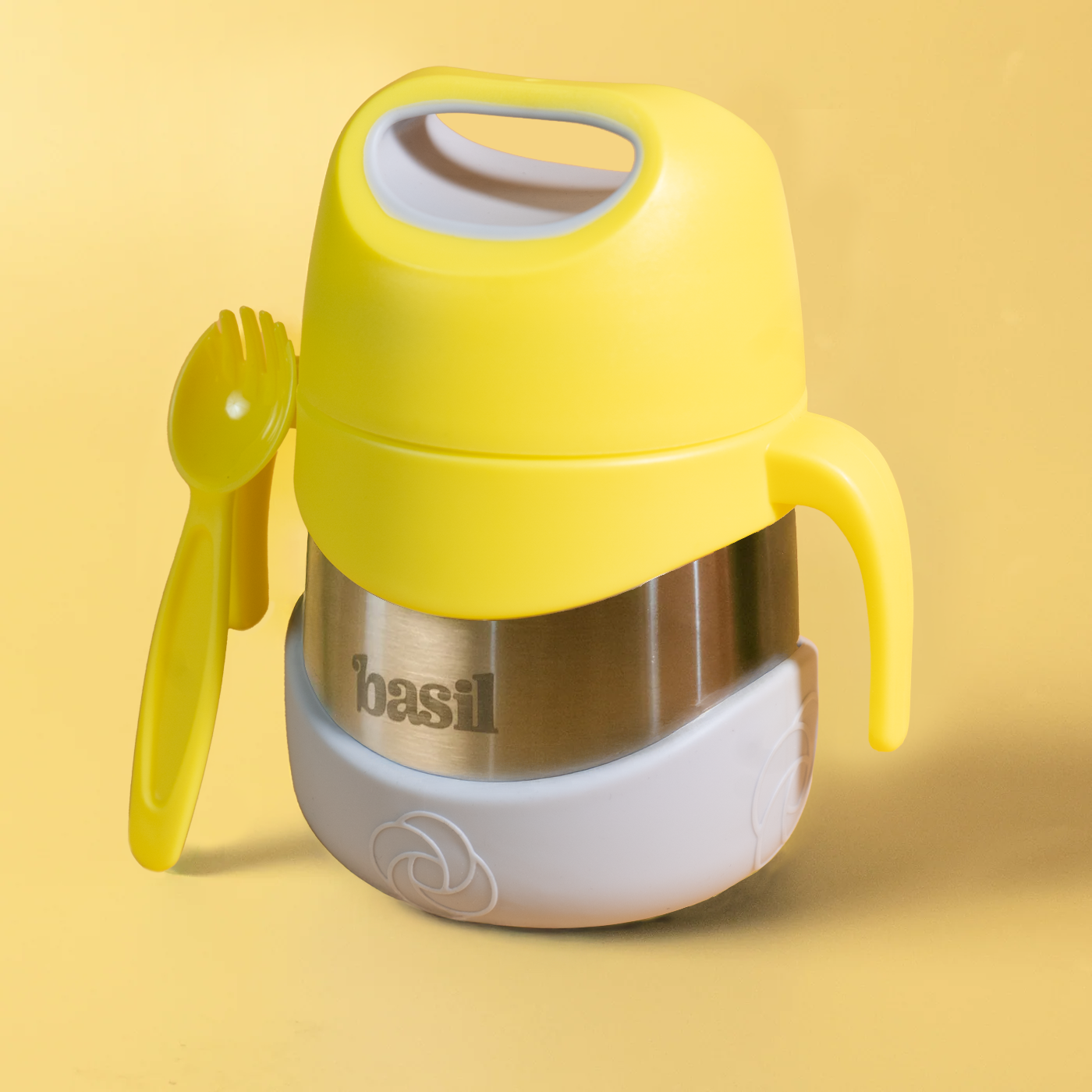 Insulated Jar with Carry handle & Spork - Lemon