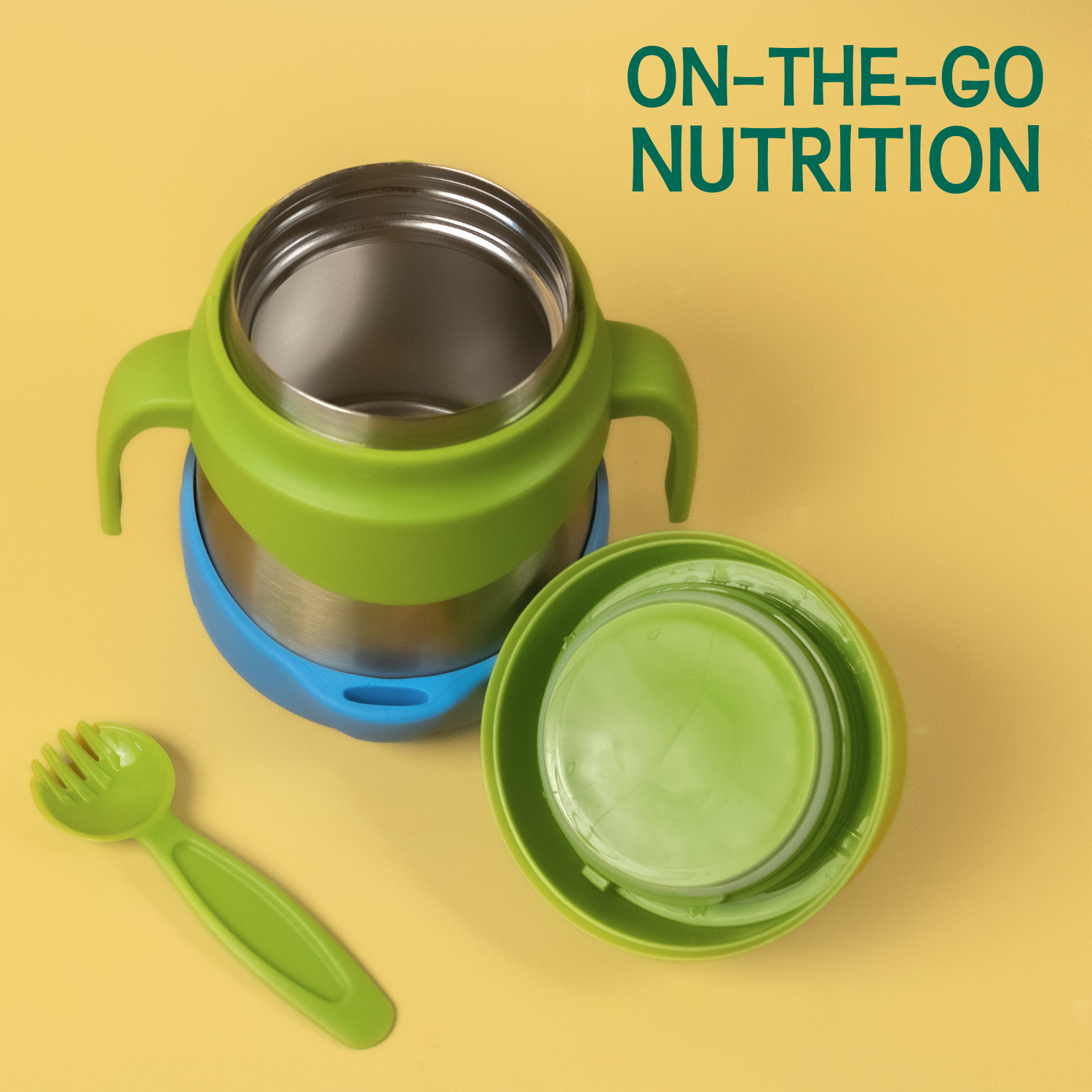 Insulated Jar with Carry handle & Spork - Lemon