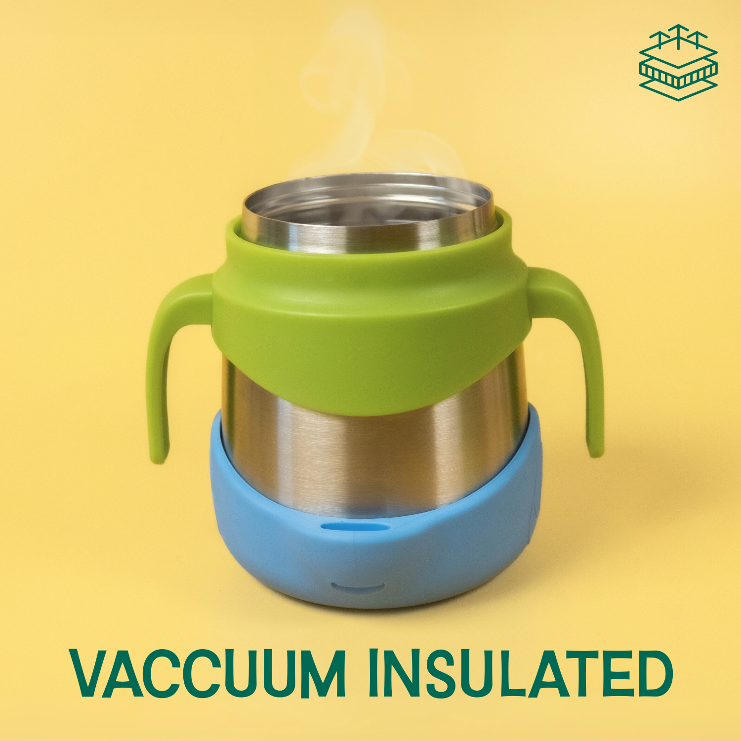 Insulated Jar with Carry handle & Spork - Lemon