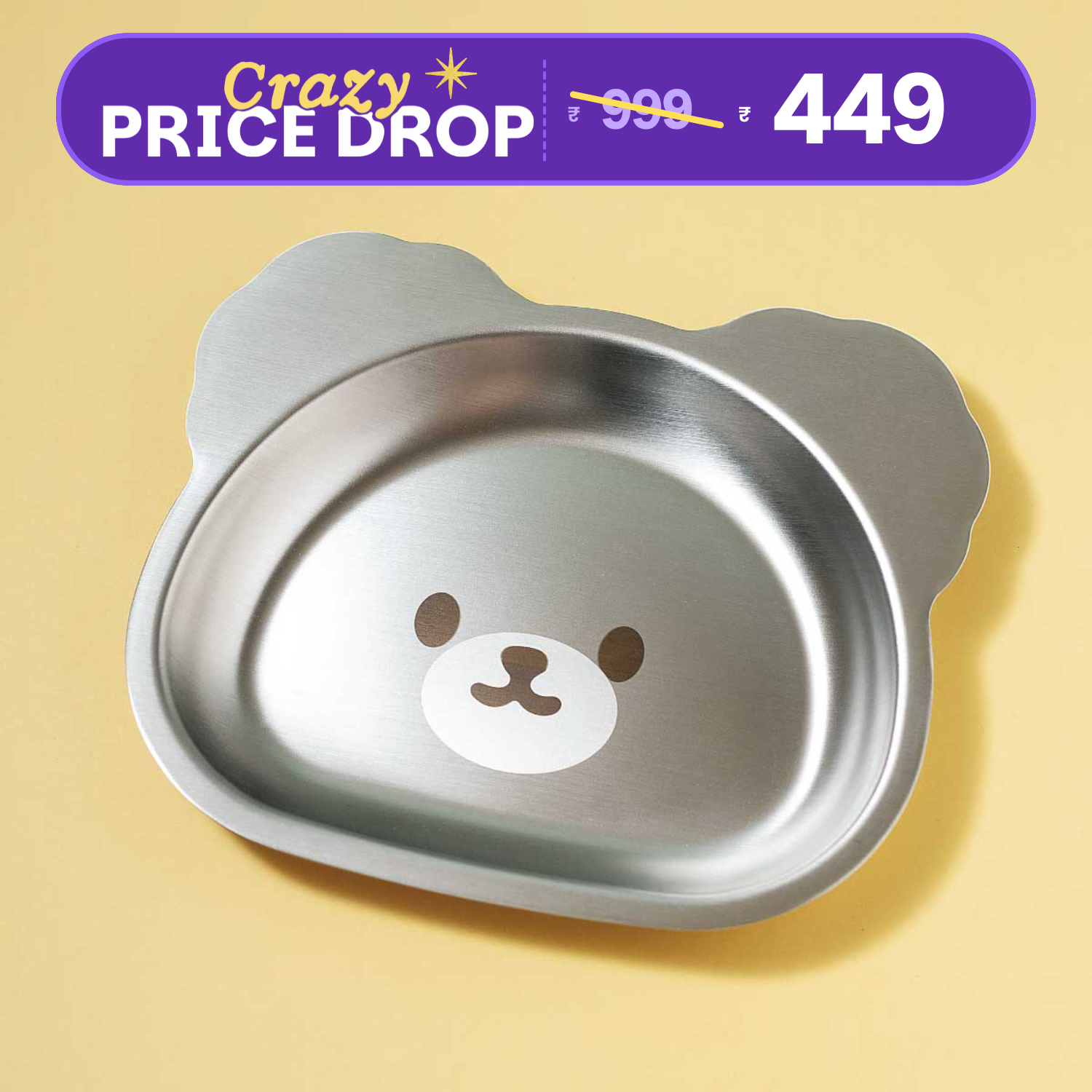 Stainless steel Tot Plate - Bear
