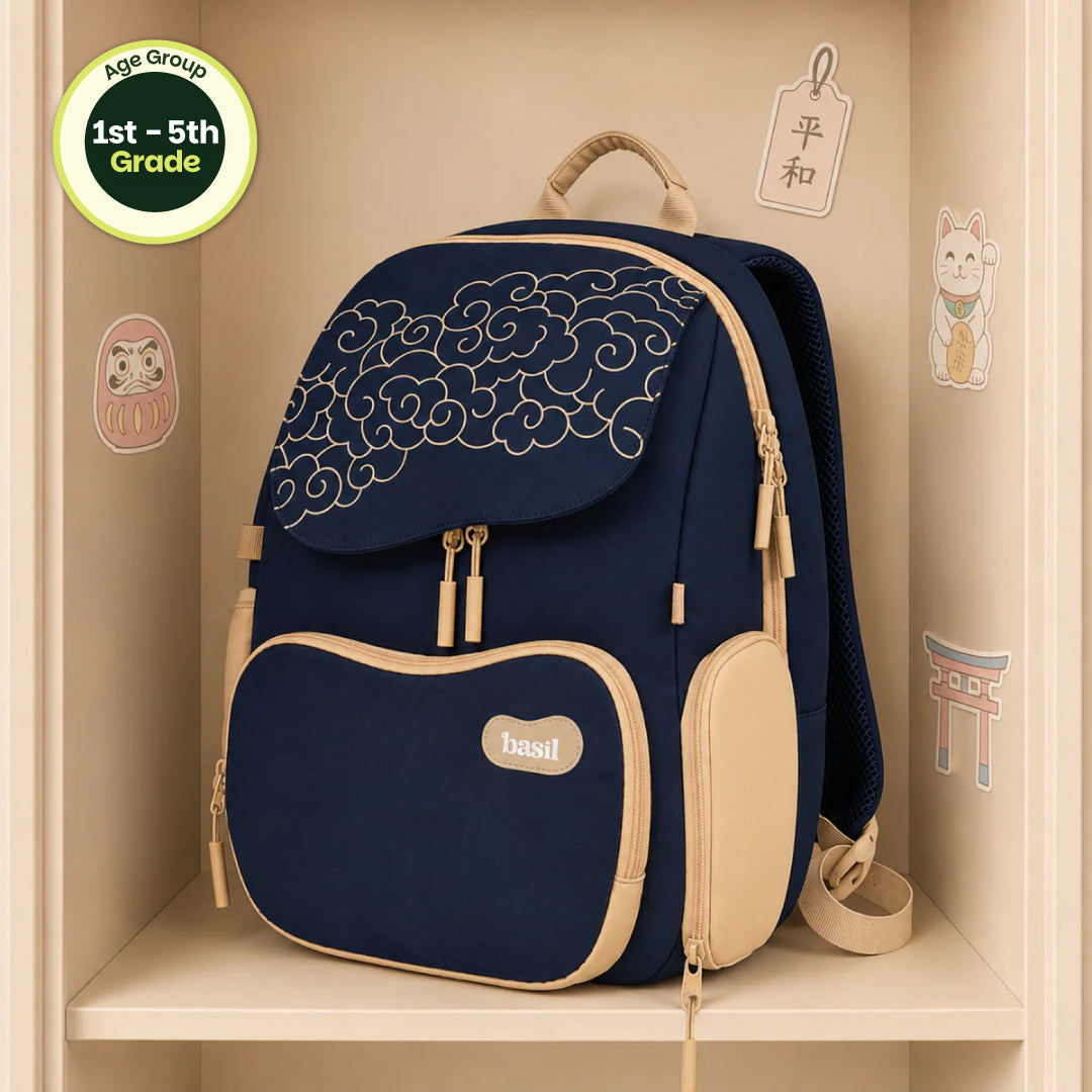 School backpack for Grades 1 to 5 with 4 spacious compartments - Midnight Sora
